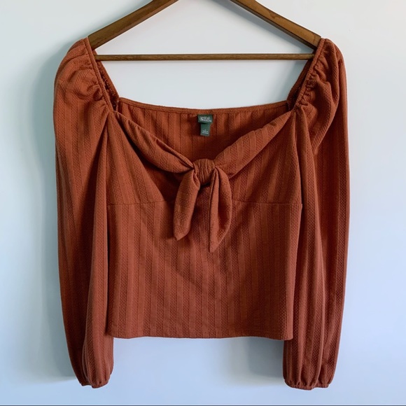 wild fable Tops - Wild Fable Women’s Brown Off Shoulder Knot Blouse